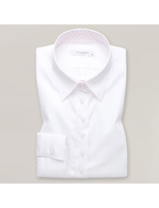 Willsoor Moteriški balti marškiniai su rožiniais kontrastingais elementais 13406