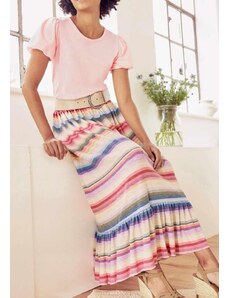 Linea Tesini Ilgas dryžuotas pastelinis sijonas : Dydis - 34