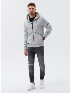 Ombre Clothing Vyriškas užsegamas džemperis su gobtuvu - pilkas melanžas V5 B1421