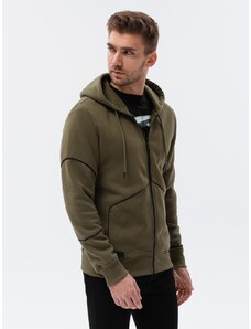 Ombre Clothing Vyriškas užsegamas džemperis su gobtuvu - alyvuogių V4 B1421