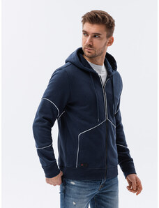 Ombre Clothing Vyriškas užsegamas džemperis su gobtuvu - tamsiai mėlyna V3 B1421