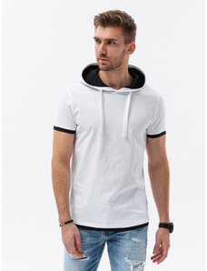 Ombre Clothing Vyriški marškinėliai su gobtuvu - balta S1376