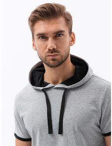 Ombre Clothing Vyriški marškinėliai su gobtuvu - pilkas melanžas S1376
