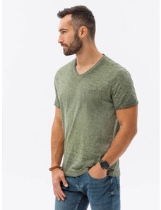 Ombre Clothing Vyriški marškinėliai be atspaudo - alyvuogių S1388