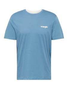 WRANGLER Marškinėliai 'SIGN OFF TEE' mėlyna dūmų spalva / balta