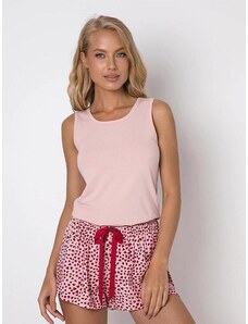 Aruelle trumpa viskozinė pižama "Erin Short Pink - Fuchsia Heart Print"
