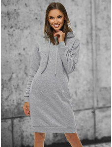 Pilkas moteriškas džemperis su gobtuvu OZONEE JS/YS10005/2Z