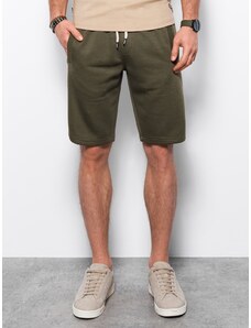 Ombre Clothing Vyriški trumpi šortai su kišenėmis - tamsiai alyvuogių žalia V16 OM-SRBS-0109
