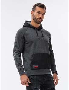 Ombre Clothing Vyriški kombinuoti medžiagų džemperiai su gobtuvu - graphite V2 OM-SSNZ-22FW-016