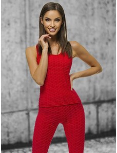 Raudona žalsva moteriškas sportinis dviejų dalių kostiumas OZONEE JS/YW88037/5