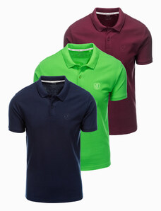 Ombre Clothing Vyriškų trikotažinių pique polo marškinėlių rinkinys 3 vnt. - mišinys V12 Z28