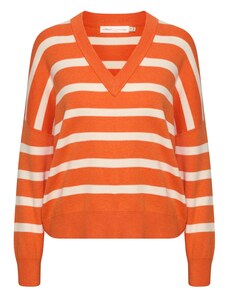 InWear Megztinis 'Foster' tamsiai oranžinė / balta