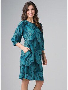 Lega viskozinė suknelė "Agostina Turquoise Floral Print"