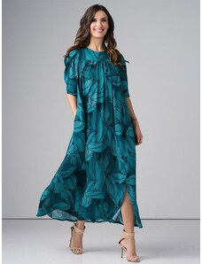 Lega ilga viskozinė suknelė "Giada Turquoise Floral Print"
