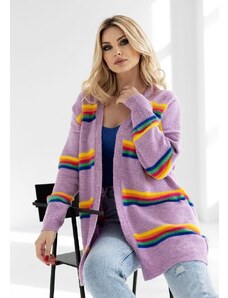 Ilgas dryžuotas megztinis "Lilac"