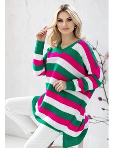 Dryžuotas laisvas megztinis "Green"