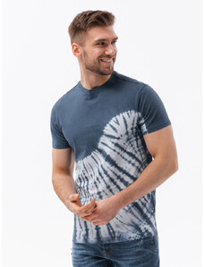 Ombre Clothing TIE DYE vyriški medvilniniai marškinėliai - tamsiai mėlyni V4 S1617