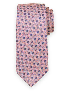 Willsoor Vyriškas klaskinis rožinis kaklaraištis su geometriniais raštais 15121