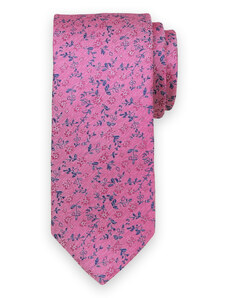 Willsoor Vyriškas klasikinis rožinis kaklaraištis su spalvotu gėlėtu raštu 15148