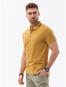 Ombre Clothing Vyriški trikotažiniai pique polo marškinėliai - garstyčių spalvos V8 S1374