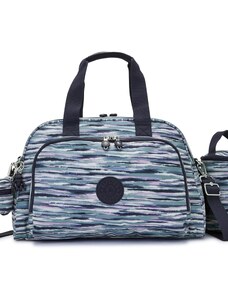 KIPLING „Weekender“ krepšys tamsiai mėlyna / mėlyna dūmų spalva / alyvinė spalva / balta