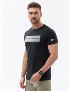 Ombre Clothing Vyriški marškinėliai su spauda iš medvilnės - juodi V1 S1751