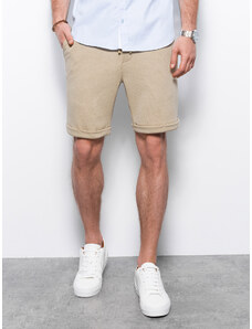 Ombre Clothing Vyriški trikotažiniai šortai su elastine juosta - smėlio spalvos V3 OM-SRCS-0107