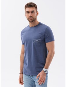Ombre Clothing Vyriški medvilniniai marškinėliai su kišenėmis - mėlyni V9 S1742