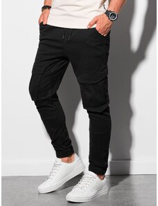 Ombre Clothing Vyriškos JOGGERY kelnės su krovininėmis kišenėmis - juodos V1 P886