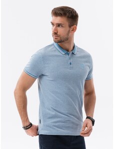 Ombre Clothing Vyriški melanžiniai polo marškinėliai su kontrastinga apykakle - mėlyni V3 S1618