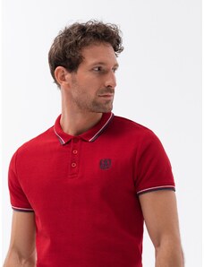Ombre Clothing Vyriški polo marškinėliai su kontrastine apdaila - raudoni V3 S1635