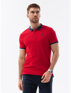 Ombre Clothing Vyriški polo marškinėliai su kontrastingais elementais - raudoni V4 S1634