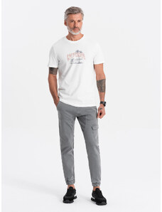 Ombre Clothing Vyriškos JOGGERS kelnės su krovinine kišene - pilkos spalvos V4 OM-PADJ-0112
