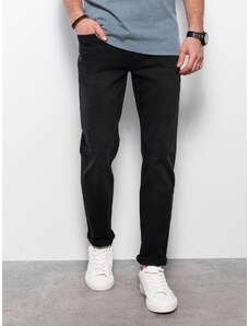 Ombre Clothing Vyriškos džinsinės kelnės su REGULAR FIT trintuku - juodos spalvos V2 OM-PADP-0102