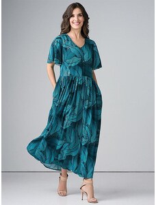 Lega maxi viskozinė suknelė "Adita Turquoise Floral Print"