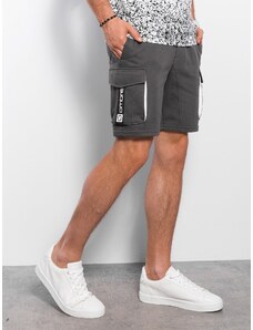 Ombre Clothing Vyriški šortai su krovininėmis kišenėmis - tamsiai pilki V2 OM-SRSK-0106