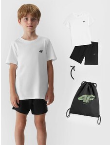 4F Sporto aprangos rinkinys fiziniam ugdymui (marškinėliai+šortai+maišelis-kuprinė) berniukams