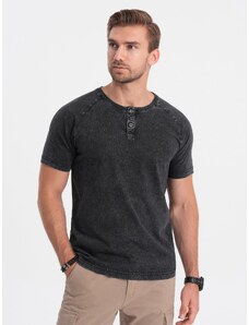 Ombre Clothing Vyriški marškinėliai su iškirpte - juodi V1 S1757