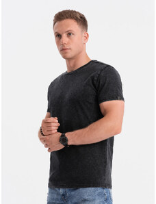 Ombre Clothing Vyriški marškinėliai su ACID WASH efektu - juodi V1 S1638