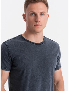 Ombre Clothing Vyriški marškinėliai su ACID WASH efektu - tamsiai mėlyni V2 S1638