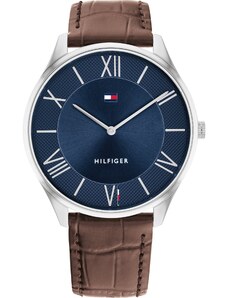 TOMMY HILFIGER Analoginis (įprasto dizaino) laikrodis tamsiai mėlyna / tamsiai ruda / sidabrinė
