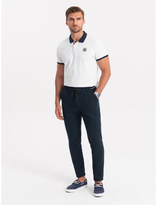 Ombre Clothing Vyriškos trikotažinės kelnės su elastine juosta - tamsiai mėlynos V3 OM-PACP-0116