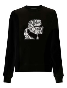 Karl Lagerfeld Megztinis be užsegimo 'Boucle' juoda / balta