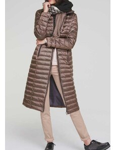 RICK CARDONA Ilgas rudas dygsniuotas paltas : Dydis - 44