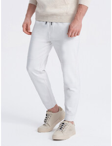 Ombre Clothing Vyriškos sportinės kelnės joggers - baltos spalvos V4 OM-PASK-0142
