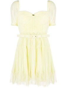 SELF PORTRAIT moteriška geltona suknelė Chiffon lace detail mini dress