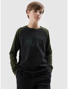 4F Longsleeve marškinėliai su grafika berniukams - khaki spalvos