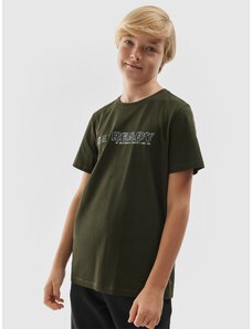 4F T-shirt marškinėliai su grafika berniukams - khaki spalvos