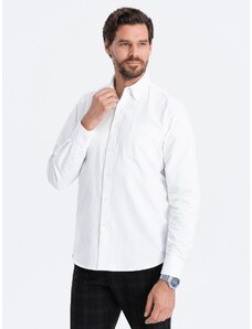 Ombre Clothing Vyriški Oksfordo marškiniai iš reguliaraus stiliaus audinio - balti V1 OM-SHOS-0108