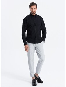 Ombre Clothing Vyriški "Oxford REGULAR" stiliaus marškiniai - juodi V3 OM-SHOS-0114